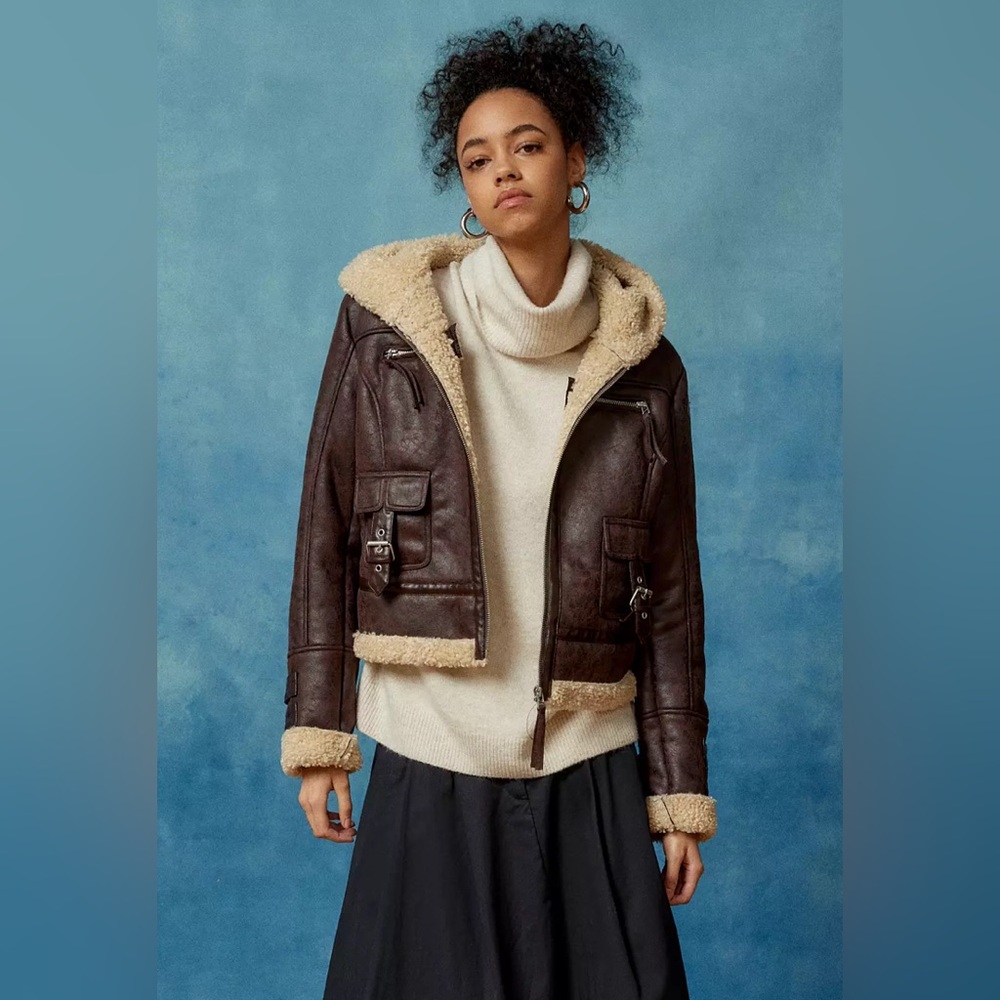 BDG Hatti Hooded Aviator Jacket